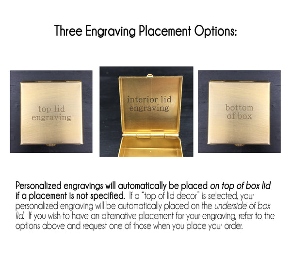 Custom Engraved 1.5" Square Brass Pill or Trinket Box — Perfect Pillbox for Purse or Pocket!