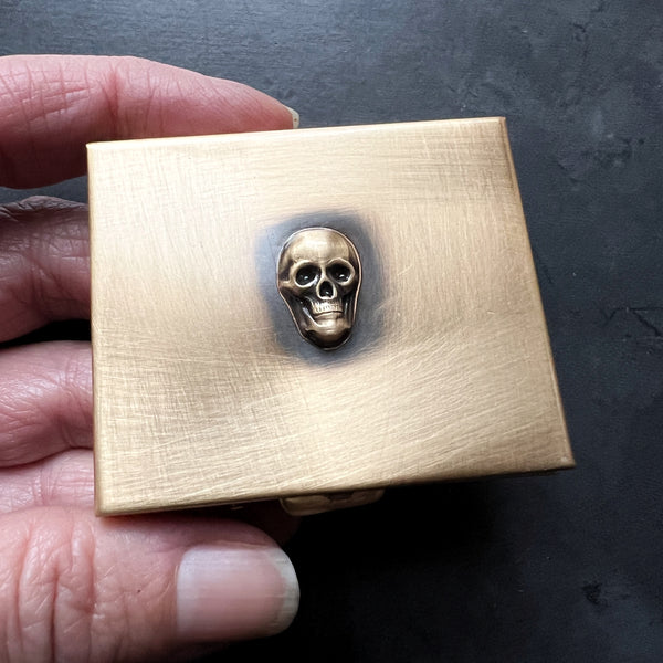 Customizable Rectangular 2.13" x 1.75" Brass Pillbox with Your Choice of 3D Lid Decor β AS SEEN ON Netflix' "No Good Deed"!