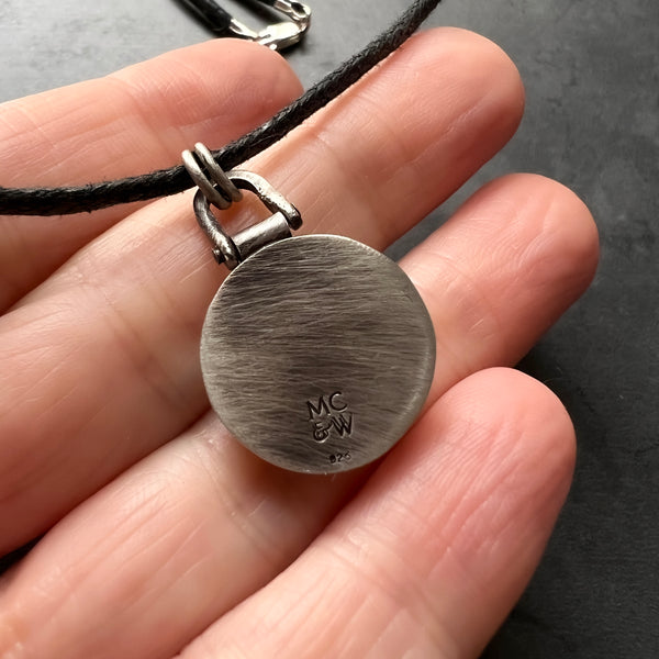 Sterling Silver and Copper Isopod Pendant on a Waxed Cotton and Sterling Silver Vegan Choker Necklace