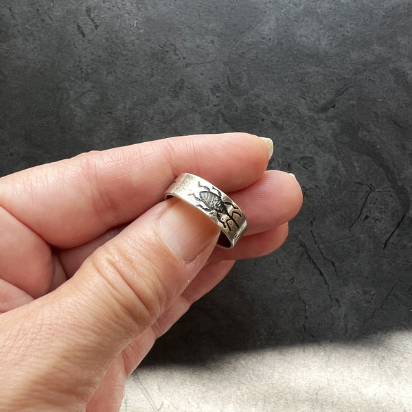 Sterling Silver Nut Weevil Ring — Unique Sterling Silver Insect Eternity Ring Band, Perfect for Your Favorite Weevil Lover!