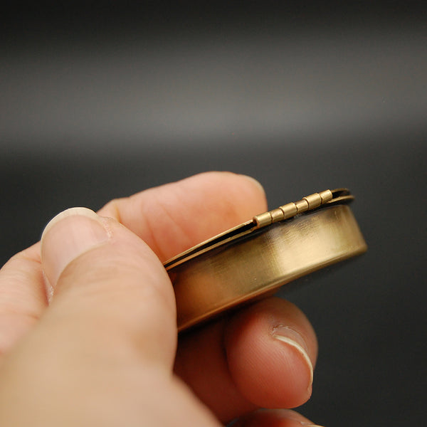 Customizable Small Round 1.6" Brass Pill or Trinket Box with Your Choice of Skull, Animal, Insect or Moon & Stars on Lid!