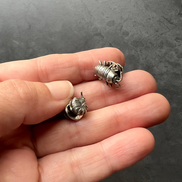 Sterling Silver, Brass, or Bronze Isopod Pins - Available Individually or as a Mismatched Pair!  Perfect Pillbug, Doodlebug, Roly Poly Gift!