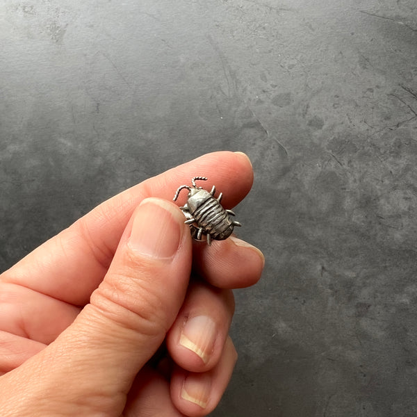 Sterling Silver, Brass, or Bronze Isopod Pins - Available Individually or as a Mismatched Pair!  Perfect Pillbug, Doodlebug, Roly Poly Gift!