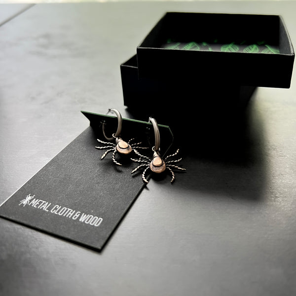 Handmade Bronze and/or Sterling Silver Tick Hoop Earrings — Insect Jewelry for Nature Lovers and Scientists Alike!