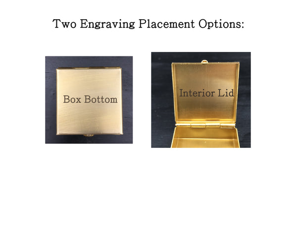 Customizable Decorative 1.25" Square Brass Pill Box with Your Choice of Skull, Insect, Animal, or Celestial Theme!