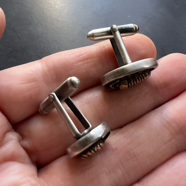 Pair of Mismatched Sterling Silver Cufflinks with Brass Isopods -- Unisex or Men's Cuff Links for Groom, Father of the Bride, or Groomsmen