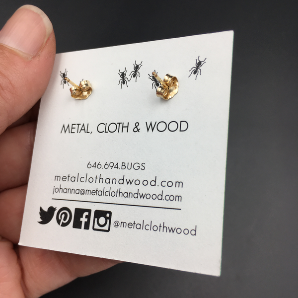 Dangling Bat Stud Earrings with Brass Bats and Gold Filled Posts and Earring Backs