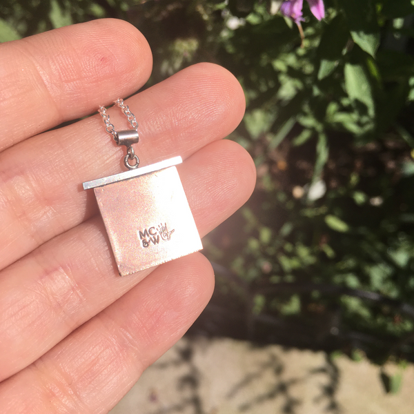 Handmade Hummingbird Moth Insect Necklace in Sterling Silver & Copper