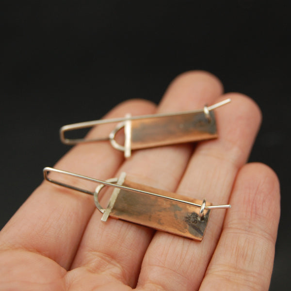 Handmade Fly Earrings in Copper & Sterling Silver, Insect Earring Fly Jewelry for Entomologist Gift