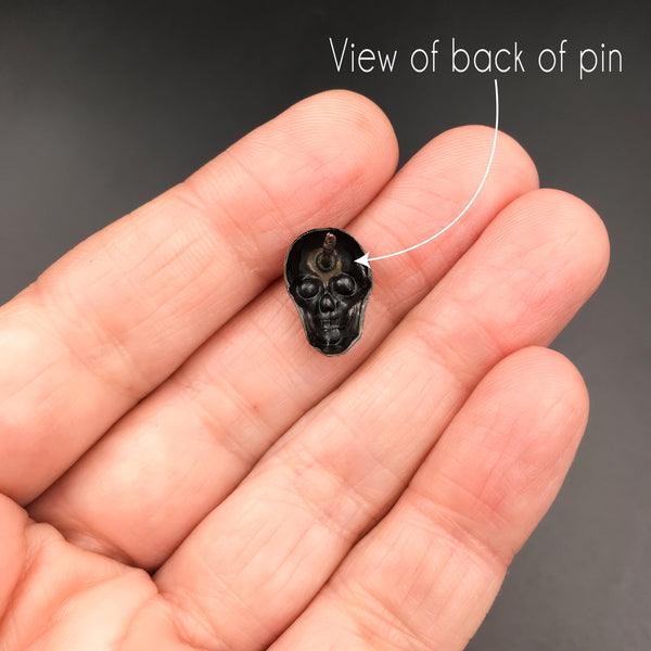 Gothic Handmade Unisex Brass Skull Pin