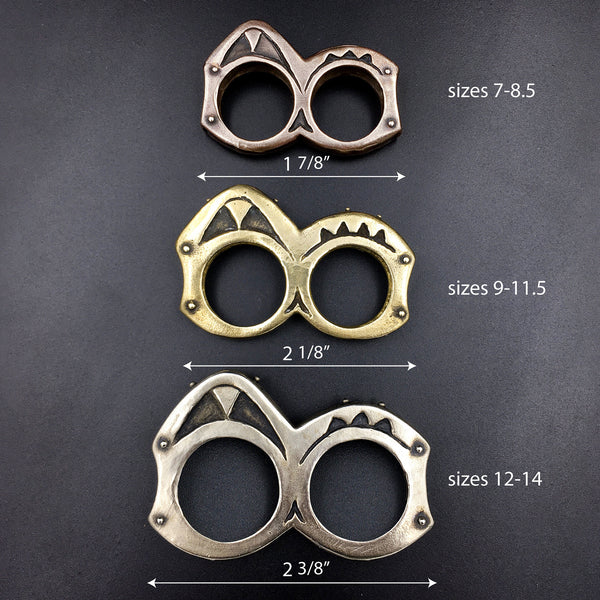 Handmade Brass Double Ring – Custom Two-Finger Statement Ring for Women & Men, Bold Sculptural Jewelry, Made in USA