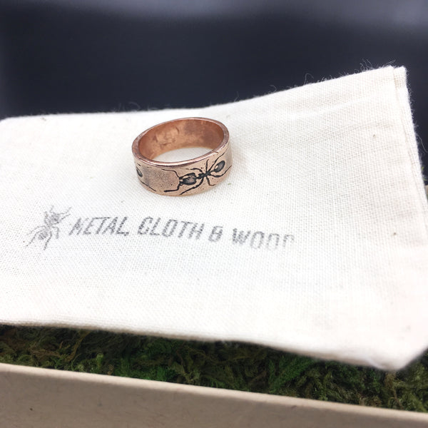 Handmade Copper Eternity Ant Insect Band Ring