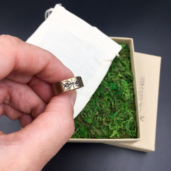 Handmade Bronze Eternity Ant Insect Ring Band