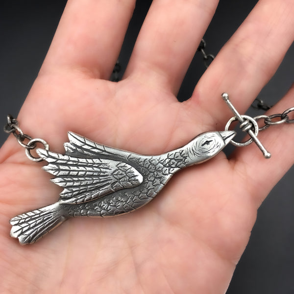 Handmade Sterling Silver Goose Necklace – Lost Wax Cast Bird Pendant – Farm Animal Jewelry – Nature Lover Gift – Custom Animal Necklace