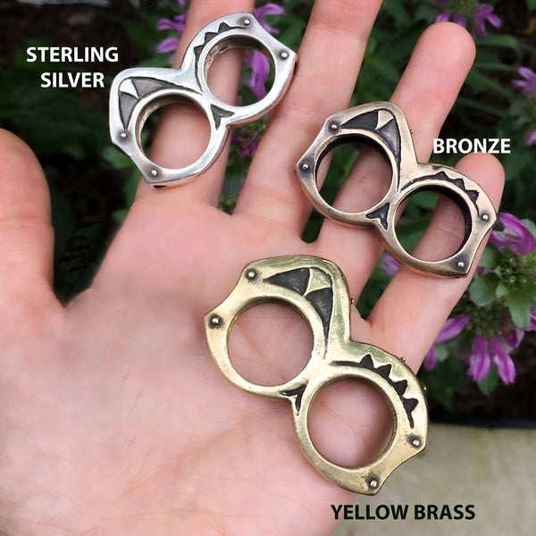 Handmade Brass Double Ring – Custom Two-Finger Statement Ring for Women & Men, Bold Sculptural Jewelry, Made in USA