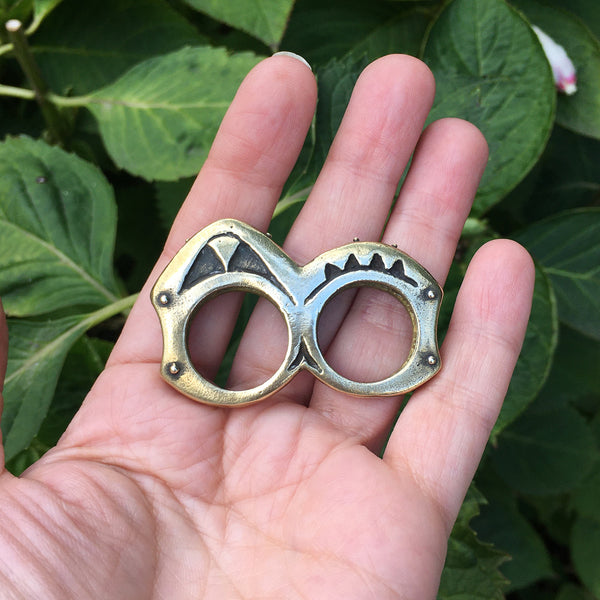 Handmade Brass Double Ring – Custom Two-Finger Statement Ring for Women & Men, Bold Sculptural Jewelry, Made in USA