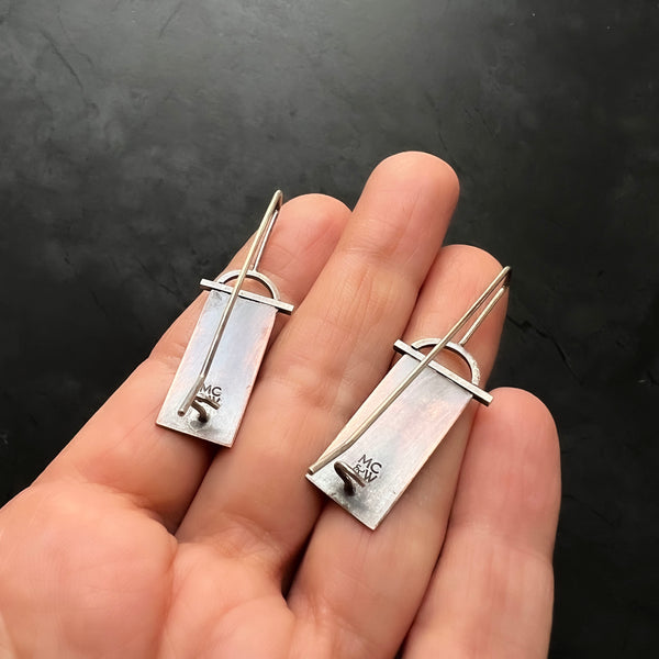 Handmade House Centipede Insect Earrings in Copper & Sterling Silver