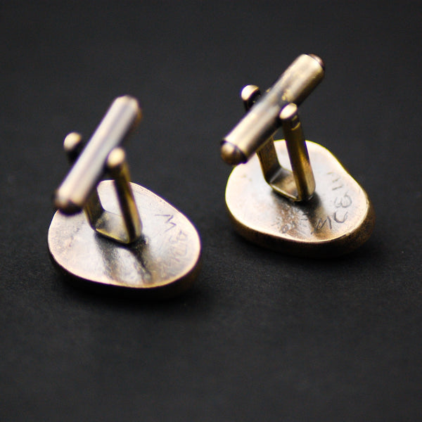 Antiqued Gold Skull Cufflinks -- Unisex Cuff Links for Groom or Father of the Bride or Groomsmen