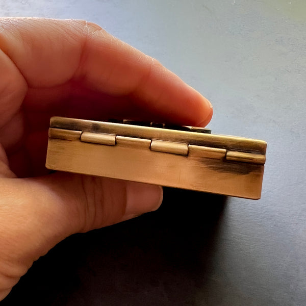 Custom Engraved Rectangular 2.13" x 1.75" Brass Pill or Trinket Box
