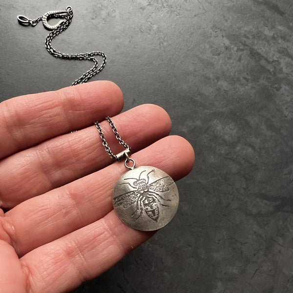 Handmade Sterling Silver Wasp Pendant Necklace or Choker – Eco-Friendly Insect Jewelry for Nature Lovers