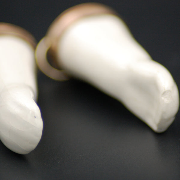 Handmade Gold Filled OOAK Hand Earrings Featuring Antique Porcelain Doll Arms