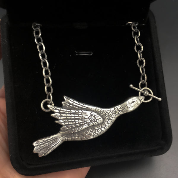 Handmade Sterling Silver Goose Necklace – Lost Wax Cast Bird Pendant – Farm Animal Jewelry – Nature Lover Gift – Custom Animal Necklace