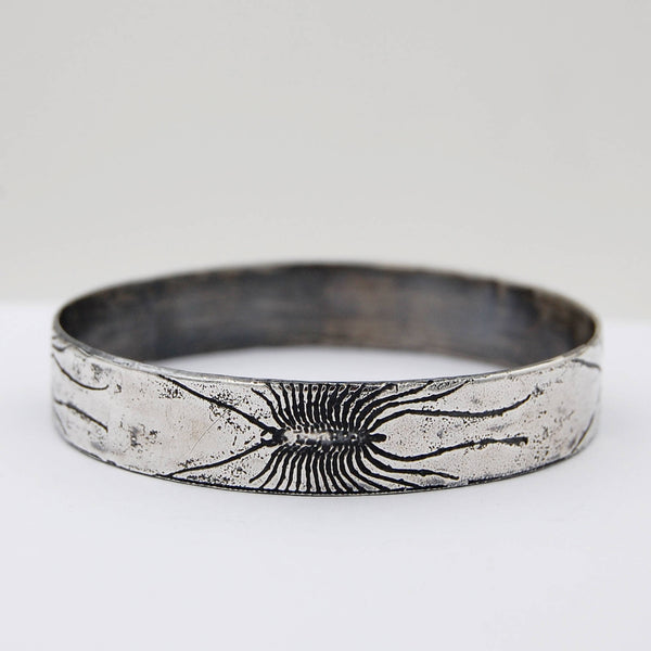 Sterling Silver House Centipede Bangle Bracelet β Handmade Insect Jewelry for Bug Lovers, Entomologists, & Nature Fans