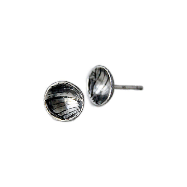 Handmade Sterling Silver Moth Insect Wing Pattern Stud Earrings