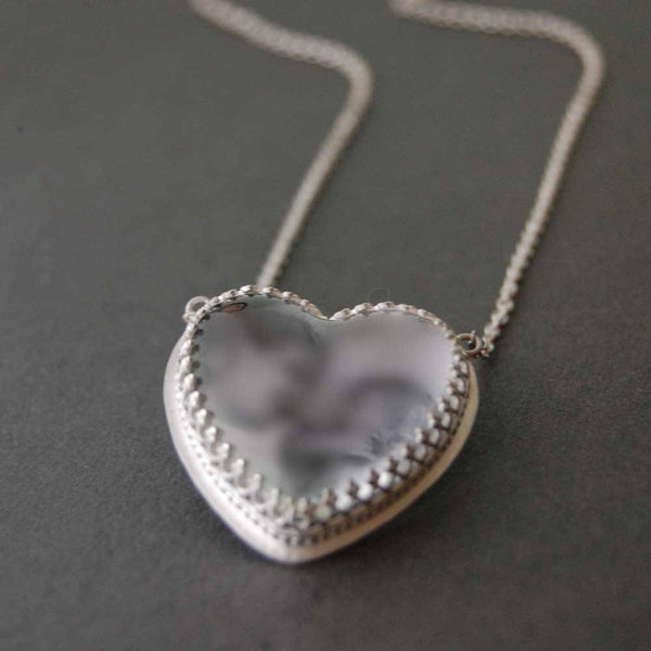 Sterling Silver Heart Shaped Custom Photo Necklace