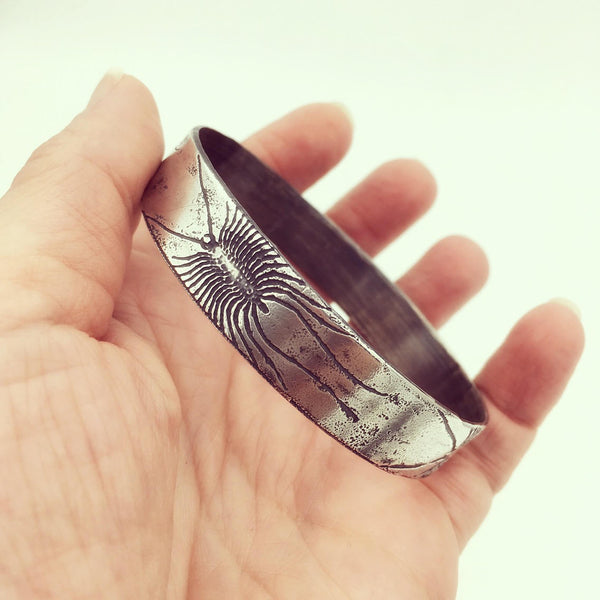 Sterling Silver House Centipede Bangle Bracelet β Handmade Insect Jewelry for Bug Lovers, Entomologists, & Nature Fans