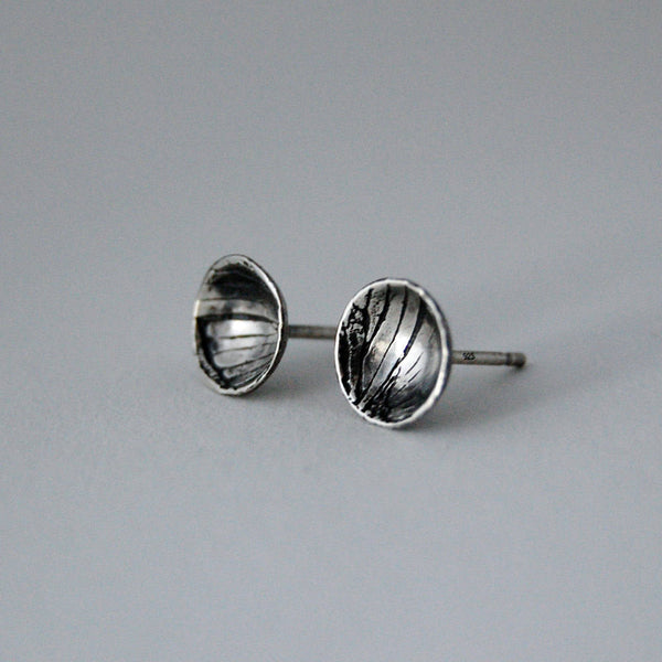 Handmade Sterling Silver Moth Insect Wing Pattern Stud Earrings