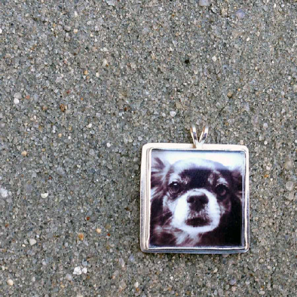 Sterling Silver Square Photo Necklace or Photo Pendant