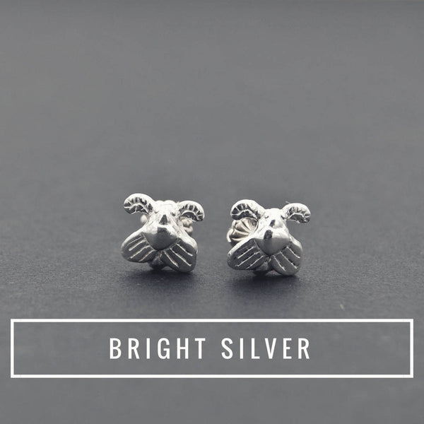 Tiny Moth Stud Earrings – Sterling Silver Insect Jewelry, Entomology Gift for Bug Lovers