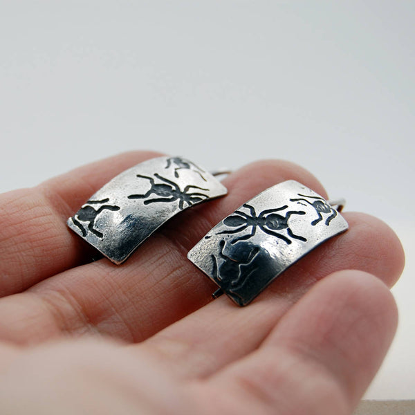 Sterling Silver Ant Earrings – Handmade Insect Jewelry for Bug Lovers, Entomologists & Science Teachers
