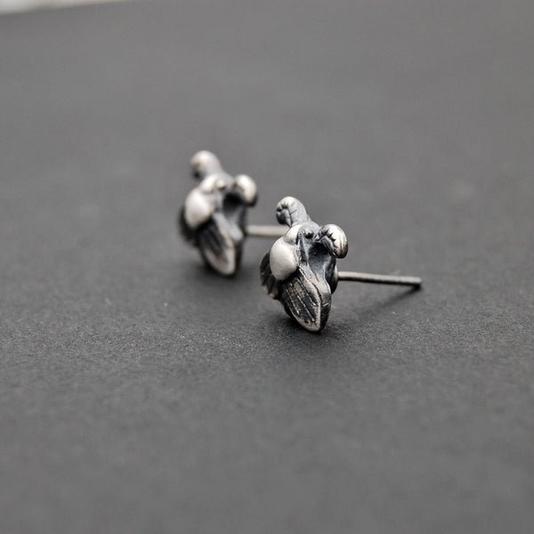 Tiny Moth Stud Earrings – Sterling Silver Insect Jewelry, Entomology Gift for Bug Lovers