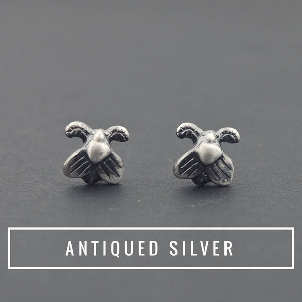 Tiny Moth Stud Earrings – Sterling Silver Insect Jewelry, Entomology Gift for Bug Lovers