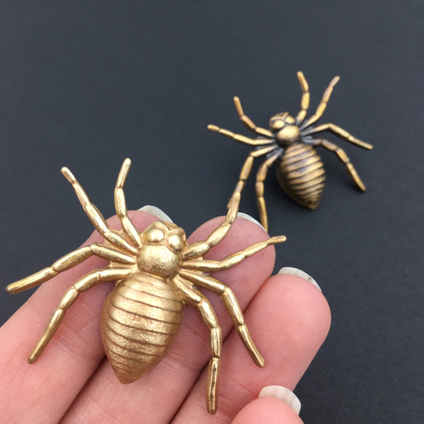 Golden Brass Spider Pin or Brooch