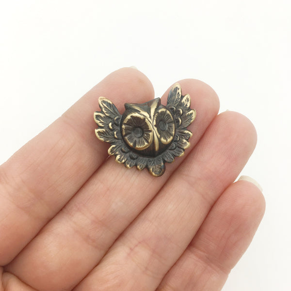 Brass Owl Lapel Pin or Brooch