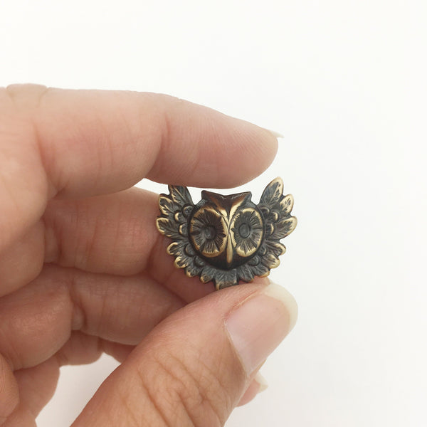 Brass Owl Lapel Pin or Brooch