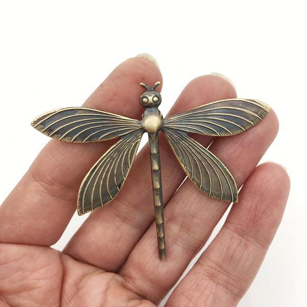 Brass Dragonfly Insect Pin or Brooch