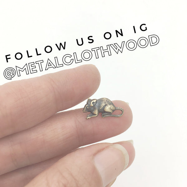 Gold Filled Post Earrings with Tiny Dangling Brass Skull and Crossbones Charms!