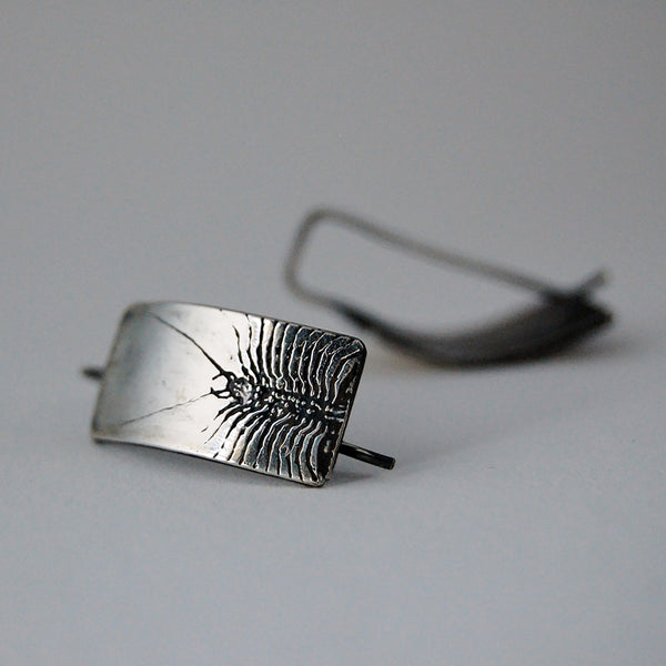 Sterling Silver Centipede Insect Earrings