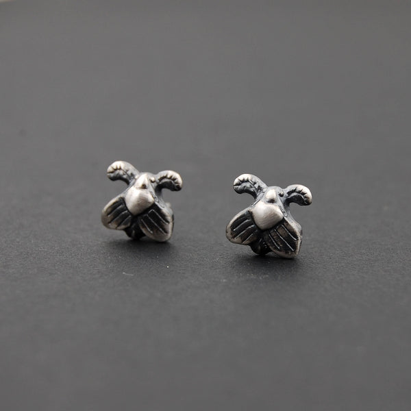 Tiny Moth Stud Earrings – Sterling Silver Insect Jewelry, Entomology Gift for Bug Lovers