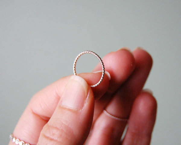 Sterling Silver Twisted Rope Stacking Ring, Silver Knuckle Ring