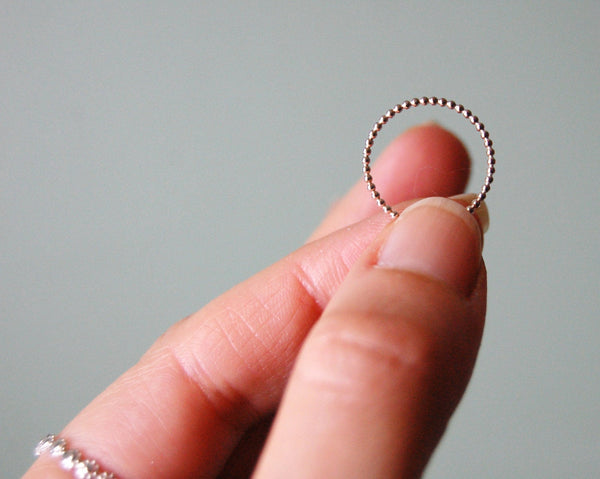 Sterling Silver Stacking Ring, Silver Stackable Ring, Beaded Wire Silver Ring