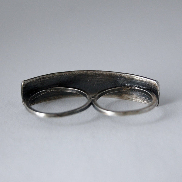 House Centipede Insect Double Ring in Sterling Silver