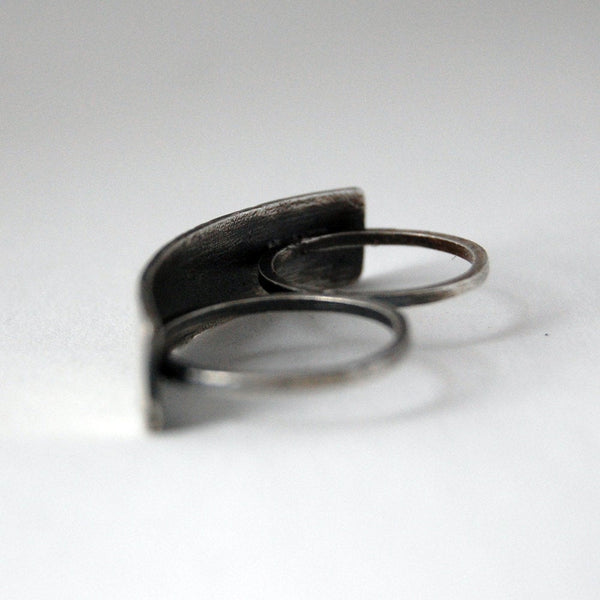House Centipede Insect Double Ring in Sterling Silver