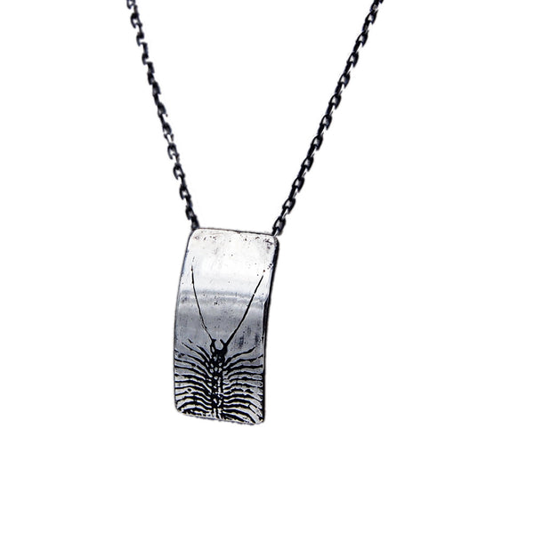 Handmade Sterling Silver House Centipede Insect Necklace