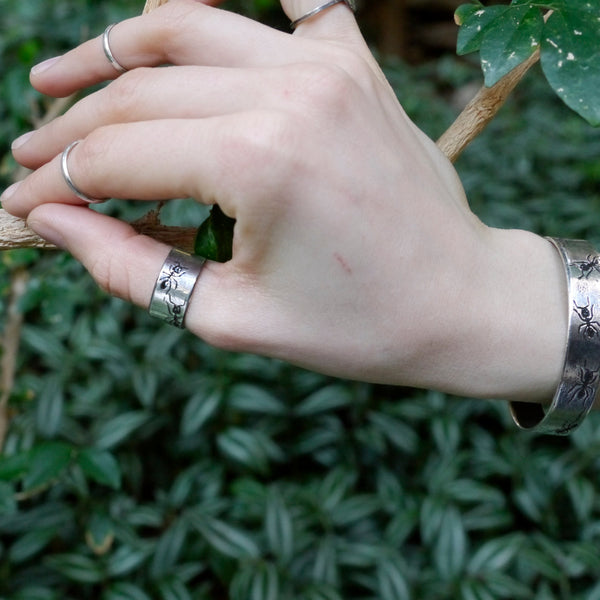 Handmade Sterling Silver Midi Ring – Minimalist Stacking Knuckle Band, Dainty Textured Eco-Friendly Jewelry