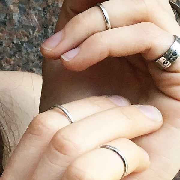 Handmade Sterling Silver Midi Ring – Minimalist Stacking Knuckle Band, Dainty Textured Eco-Friendly Jewelry